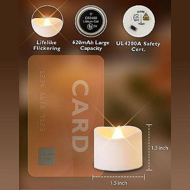48 LED Tea Lights Battery Operated Flickering Warm White 200+ Hours Wedding Party Decor 1.5"x1.3"