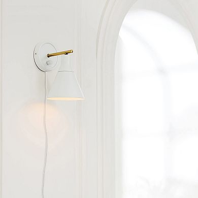 1-Light Plug-in Hardwire Wall Sconce Matte Brass Stepless Dimming Rotary Modern Lighting