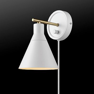 1-Light Plug-in Hardwire Wall Sconce Matte Brass Stepless Dimming Rotary Modern Lighting