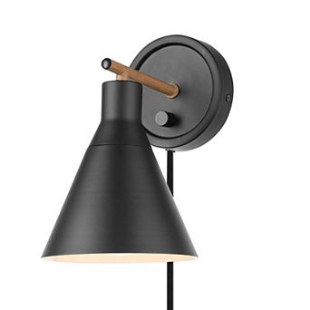 1-Light Plug-in Hardwire Wall Sconce Matte Brass Stepless Dimming Rotary Modern Lighting