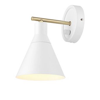1-Light Plug-in Hardwire Wall Sconce Matte Brass Stepless Dimming Rotary Modern Lighting