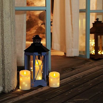 Candles With String Lights 3 Pack Embedded Fairy LED Electric Flickering Remote Control Timer