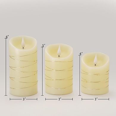Candles With String Lights 3 Pack Embedded Fairy LED Electric Flickering Remote Control Timer