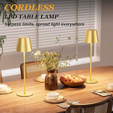 Cordless Rechargeable Table Lamp 2 Pack 5000mAh USB-C 3 Color Stepless Dimming Waterproof LED Touch
