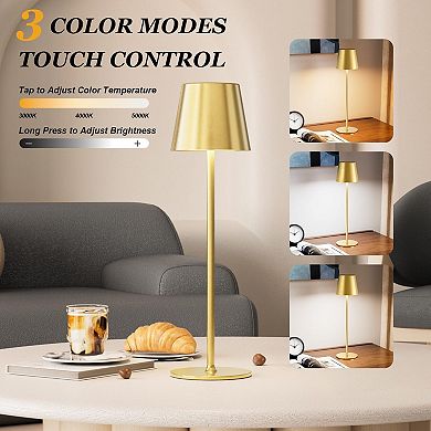 Cordless Rechargeable Table Lamp 2 Pack 5000mAh USB-C 3 Color Stepless Dimming Waterproof LED Touch