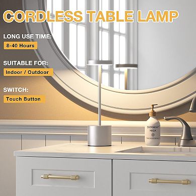 Cordless Lamp Set Rechargeable 3 Color Temperature LED Outdoor Wireless Dimmable Touch Control