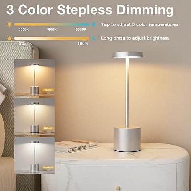 Cordless Lamp Set Rechargeable 3 Color Temperature LED Outdoor Wireless Dimmable Touch Control