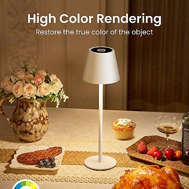 3 Pack Cordless Table Lamp Rechargeable Portable LED Touch Control Stepless Dimming 3 Color Temps
