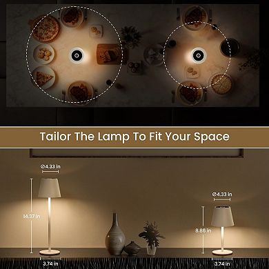 3 Pack Cordless Table Lamp Rechargeable Portable LED Touch Control Stepless Dimming 3 Color Temps