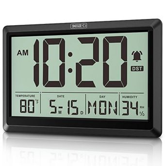 10.6 Inch Digital Wall Clock Battery Operated Large Display Calendar Indoor Temperature Humidity