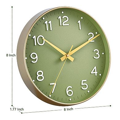 8 Inch Silent Wall Clock Non Ticking Analog Decorative Battery Operated for Kitchen Office Bedroom