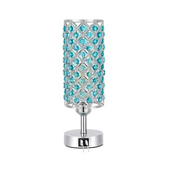 Crystal Table Lamp 3 Way Dimmable Touch Control USB-C USB-A Charging Ports Bedside Nightstand Light
