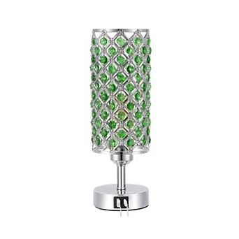 Crystal Table Lamp 3 Way Dimmable Touch Control USB-C USB-A Charging Ports Bedside Nightstand Light