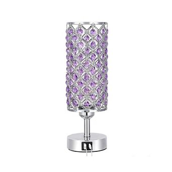 Crystal Table Lamp 3 Way Dimmable Touch Control USB-C USB-A Charging Ports Bedside Nightstand Light
