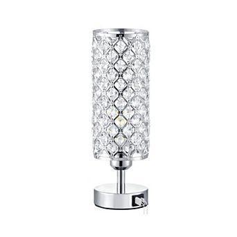 Crystal Table Lamp 3 Way Dimmable Touch Control USB-C USB-A Charging Ports Bedside Nightstand Light