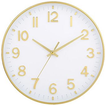 12 Inch Silent Wall Clock Non Ticking Quartz Modern Round 3D Numbers Battery Operated for Bedroom