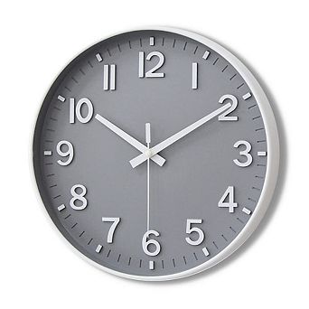12 Inch Silent Wall Clock Non Ticking Quartz Modern Round 3D Numbers Battery Operated for Bedroom
