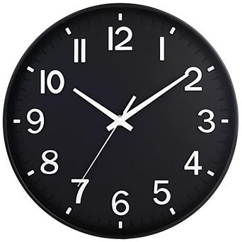 12 Inch Silent Wall Clock Non Ticking Quartz Modern Round 3D Numbers Battery Operated for Bedroom