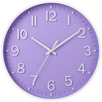 12 Inch Silent Wall Clock Non Ticking Quartz Modern Round 3D Numbers Battery Operated for Bedroom