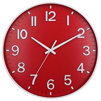 12 Inch Silent Wall Clock Non Ticking Quartz Modern Round 3D Numbers Battery Operated for Bedroom