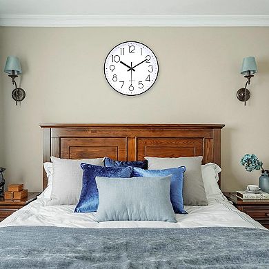 12 Inch Silent Wall Clock Non Ticking Quartz Modern Decorative Round Numbers Dial for Office Home