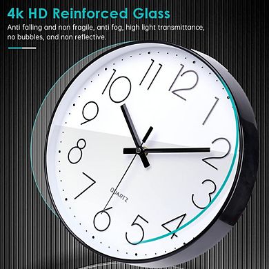 12 Inch Silent Wall Clock Non Ticking Quartz Modern Decorative Round Numbers Dial for Office Home
