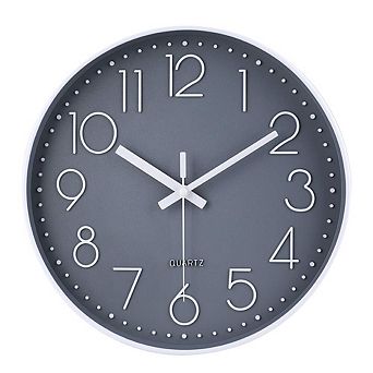 12 Inch Silent Wall Clock Non Ticking Quartz Modern Decorative Round Numbers Dial for Office Home