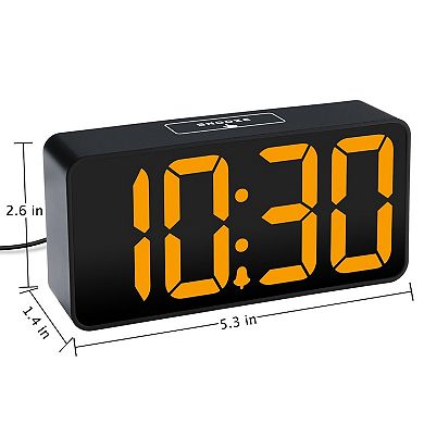 Digital Alarm Clock Large LED Display Brightness Dimmer Adjustable Volume USB Charging Port Bedside
