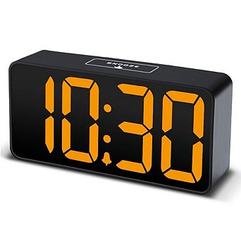 Digital Alarm Clock Large LED Display Brightness Dimmer Adjustable Volume USB Charging Port Bedside