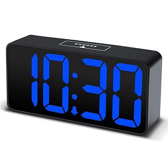 Digital Alarm Clock Large LED Display Brightness Dimmer Adjustable Volume USB Charging Port Bedside