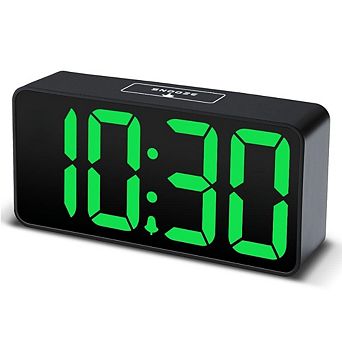 Digital Alarm Clock Large LED Display Brightness Dimmer Adjustable Volume USB Charging Port Bedside