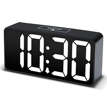 Digital Alarm Clock Large LED Display Brightness Dimmer Adjustable Volume USB Charging Port Bedside