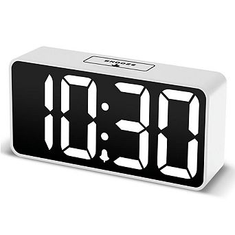 Digital Alarm Clock Large LED Display Brightness Dimmer Adjustable Volume USB Charging Port Bedside