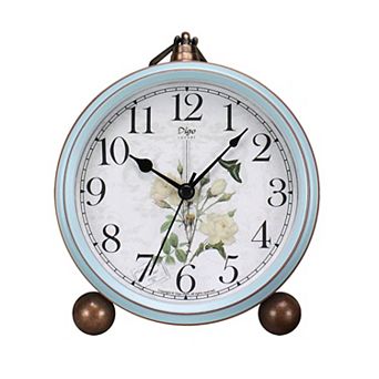 5.5 Inch Silent Desk Clock European Retro Non-Ticking Metal HD Glass Easy Read