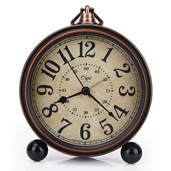 5.5 Inch Silent Desk Clock European Retro Non-Ticking Metal HD Glass Easy Read