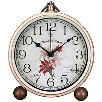 5.5 Inch Silent Desk Clock European Retro Non-Ticking Metal HD Glass Easy Read