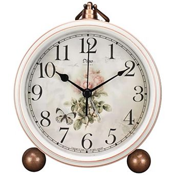 5.5 Inch Silent Desk Clock European Retro Non-Ticking Metal HD Glass Easy Read