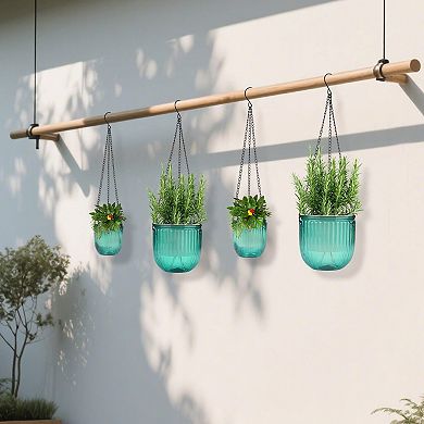 4 Pack Self Watering Hanging Planters Indoor Outdoor with Drainage Holes Lightweight Durable Plastic