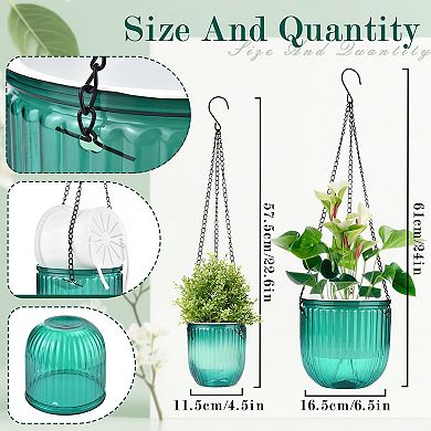 4 Pack Self Watering Hanging Planters Indoor Outdoor with Drainage Holes Lightweight Durable Plastic