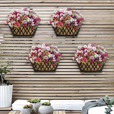 4 Pack Window Boxes Railing Planters with Coco Liners Hanging Flower Pots for Outdoor Garden