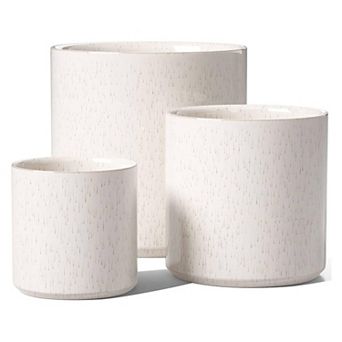 Ceramic Plant Pots 10/8/6 Inch Set of 3 Indoor Planters with Drainage Hole Silicone Plug Mesh Pad
