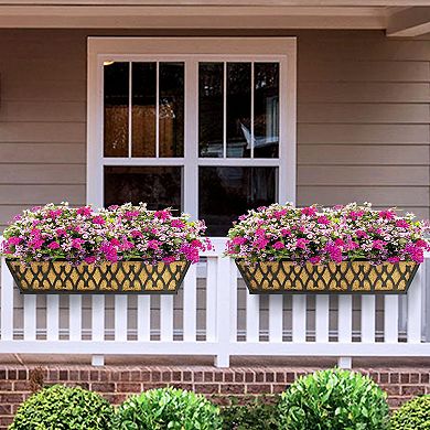 2 Pack 24 Inch Window Box Planters Railing Hanging Flower Baskets with Adjustable Brackets Coco Line