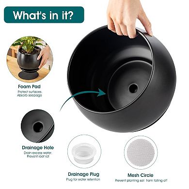 3-Pack Ceramic Plant Pots Indoor Planters with Saucers Drainage Hole for Plants