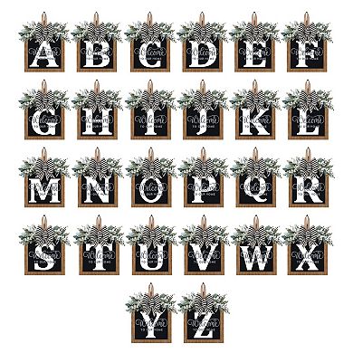 14" Personalized Letter Welcome Wreath Eucalyptus Bow All Season Front Door Decoration