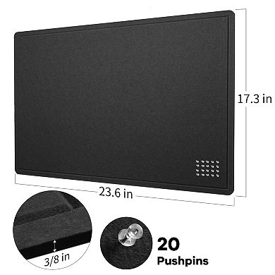 Bulletin Board 24x18 Felt Pin Vision Board Foldable Self-Adhesive Wall Photo Display with 20 Pushpin