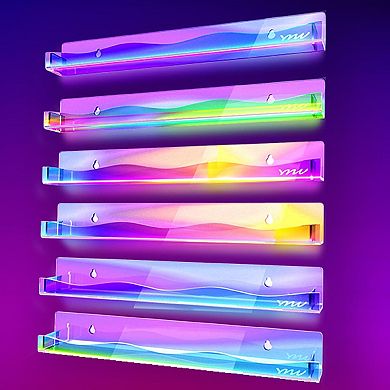 15" Iridescent Polish Rack Wall Mounted 6 Pack Clear Organizer Display Shelf