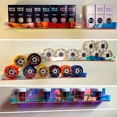 15" Iridescent Polish Rack Wall Mounted 6 Pack Clear Organizer Display Shelf