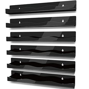 15" Iridescent Polish Rack Wall Mounted 6 Pack Clear Organizer Display Shelf