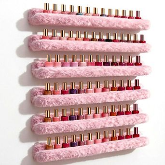15" Iridescent Polish Rack Wall Mounted 6 Pack Clear Organizer Display Shelf