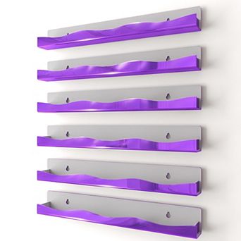 15" Iridescent Polish Rack Wall Mounted 6 Pack Clear Organizer Display Shelf